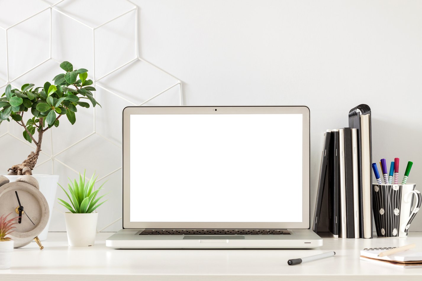 Open laptop with screen mockup.